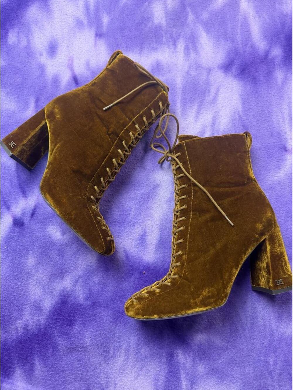 Sam Edleman victorian inspired velvet lace up boots